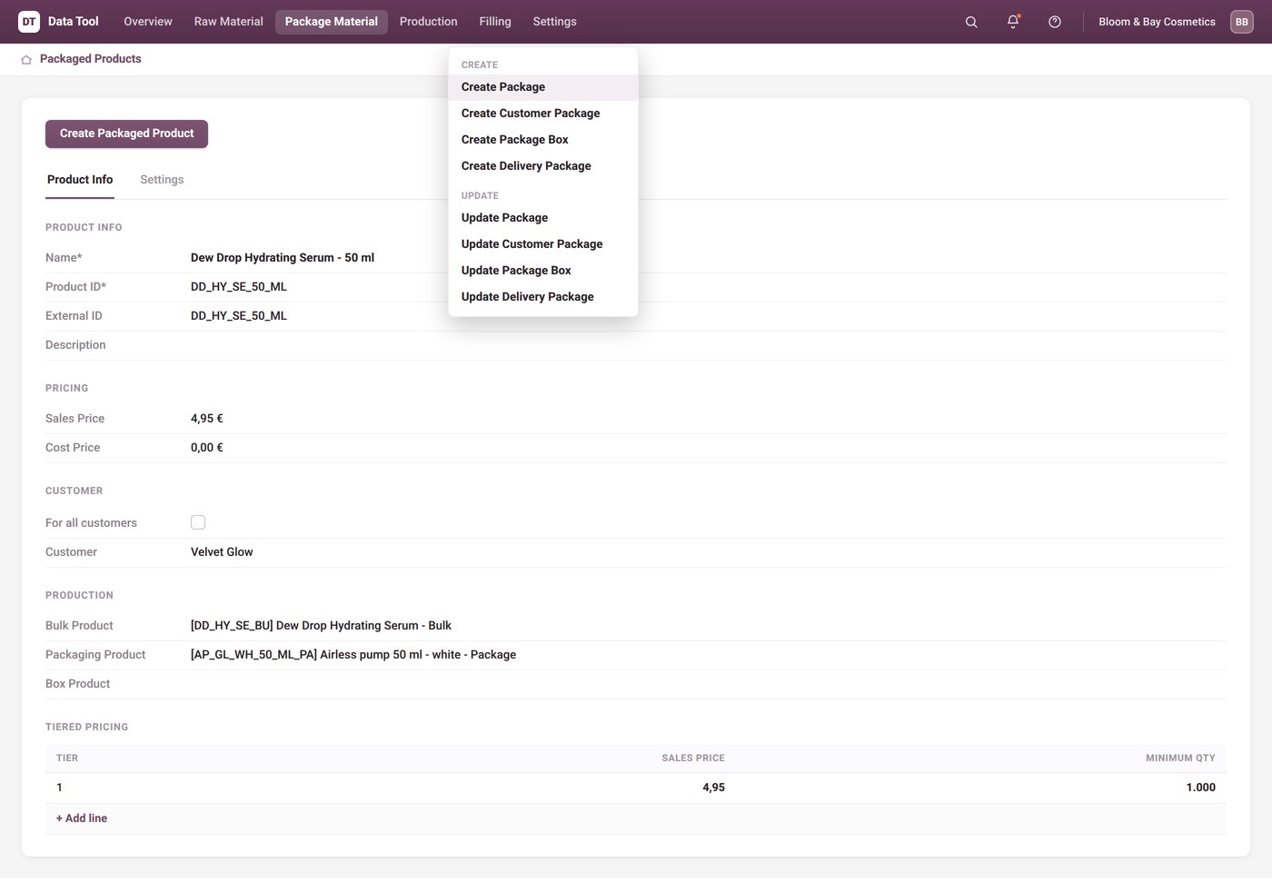 Odoo-data invoeren gemaakt voor dit bedrijf