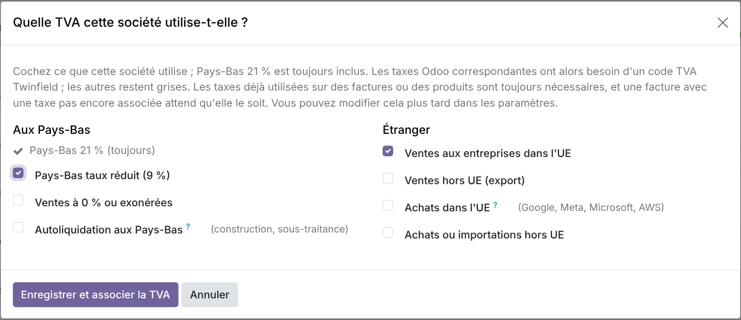 La question « Quelle TVA cette société utilise-t-elle ? ».