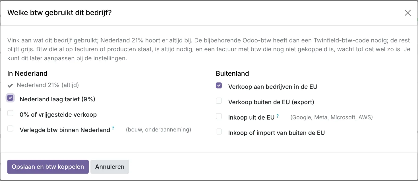 De vraag "Welke btw gebruikt dit bedrijf?".